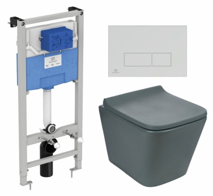 Комплект 3 в 1 инсталляция Ideal Standard + Унитаз подвесной Weltwasser WW SK Gelbach 041 MT-GR  + кнопка хром