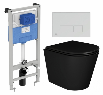 Комплект 3 в 1 инсталляция Ideal Standard + Унитаз подвесной Enio Cento BL EN4280035 + кнопка хром