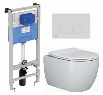 Комплект 3 в 1 инсталляция Ideal Standard + Унитаз подвесной Ceramica Nova Play CN3001 + кнопка хром