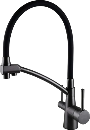 Смеситель для кухни Gappo G4398-19 с гибким изливом, оружейная сталь