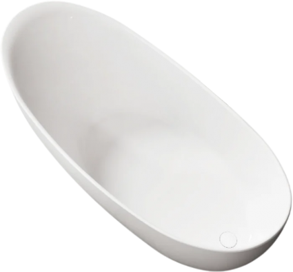 Ванна из искусственного камня Vincea VBT-6S03MW 170x80 см, отдельностоящая, матовая белая, овальная, со сливом-переливом, с донным клапаном