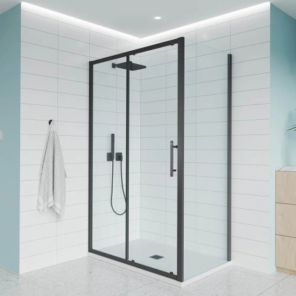 Душевой уголок Veconi Evo 100SP B 170х120 см, профиль матовый черный, стекло прозрачное