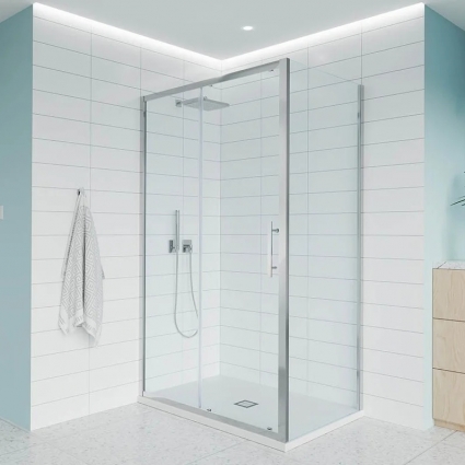 Душевой уголок Veconi Evo 100SP CH 150х120 см, профиль глянцевый хром, стекло прозрачное