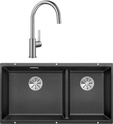 Комплект Мойка Blanco Subline 480/320-U антрацит + Смеситель Candor 523120