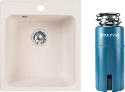 Комплект Мойка Reflection Quadra RF0243WH белая + Измельчитель Paulmark Intenso I-PRO 1000