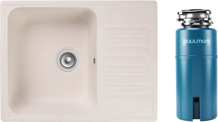 Комплект Мойка Reflection Prima RF0460WH белая + Измельчитель Paulmark Intenso I-PRO 1000