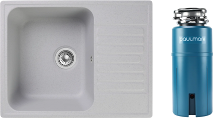 Комплект Мойка Reflection Prima RF0460GR серая + Измельчитель Paulmark Intenso I-800