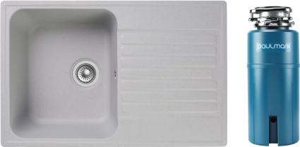 Комплект Мойка Reflection Bolero RF0574GR серая + Измельчитель Paulmark Intenso I-800