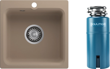 Комплект Мойка Reflection Base RX0743SD песочная + Измельчитель Paulmark Intenso I-800