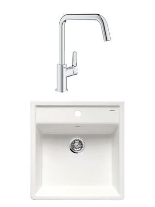 Комплект Мойка Blanco Panor белая глянцевая, одно отверстие + Смеситель Grohe Eurosmart 30567000