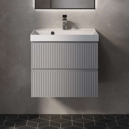 Тумба с раковиной AQUAme S1 60 подвесная, 2 ящика, серая
