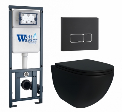Комплект 3 в 1 инсталляция WeltWasser WW Marberg 410 + Унитаз подвесной Enio Unico BL Tornado EN4105057 + кнопка черная матовая Marberg Marberg 410 SE MT-BL