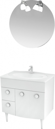 Мебель для ванной Triton Лира 80 L, 2 двери, 2 ящика, белая