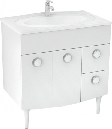 Тумба для комплекта Triton Лира 80 R, 2 двери, 2 ящика, белая