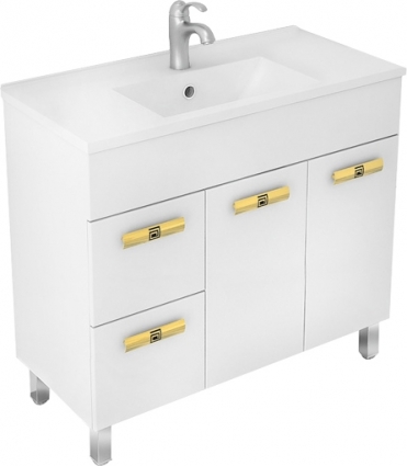 Тумба для комплекта Triton Родос 80 L напольная, 2 двери, 2 ящика, белая