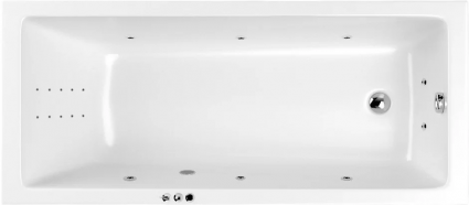 Акриловая ванна WHITECROSS Wave Smart Nano 150x70 см, встраиваемая, с гидромассажем, белая, с каркасом, со сливом-переливом