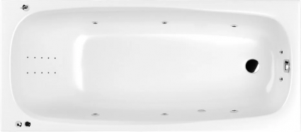 Акриловая ванна WHITECROSS Layla Slim Smart Nano 170x75 см, встраиваемая, с гидромассажем, белая, с каркасом, со сливом-переливом