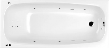 Акриловая ванна WHITECROSS Layla Smart Nano 170x75 см, встраиваемая, с гидромассажем, белая, с каркасом, со сливом-переливом