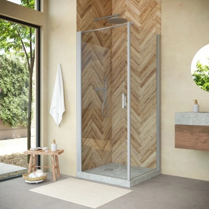 Душевой уголок Vegas Glass EP-Fis Novo 90*100 07 01 L 90x100 см, профиль матовый хром