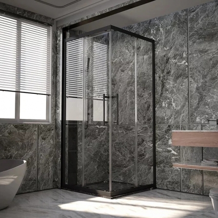 Душевой уголок Veconi Premium Trento PTC-20B 80x80, профиль черный матовый, стекло прозрачное
