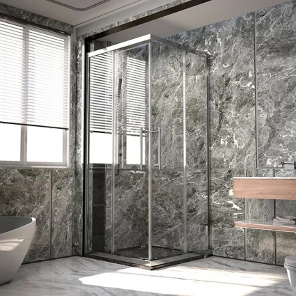 Душевой уголок Veconi Premium Trento PTC-20CH 110x80, профиль хром, стекло прозрачное