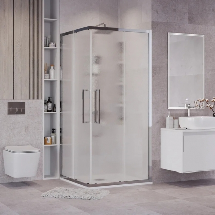 Душевой уголок Grossman Cosmo 300.K33.02.8080.10.02 80х80 см, профиль глянцевый хром, стекло шиншилла