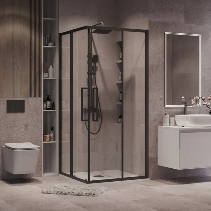 Душевой уголок Grossman Cosmo 300.K33.02.9090.21.00 90х90 см, профиль матовый черный, стекло прозрачное