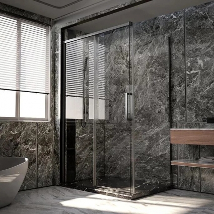 Душевой уголок Veconi Premium Trento PTC-SP-40GR 120x100, профиль брашированный графит, стекло прозрачное