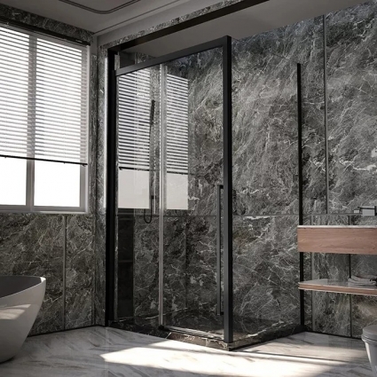 Душевой уголок Veconi Premium Trento PTC-SP-30B 150x100, профиль черный матовый, стекло прозрачное