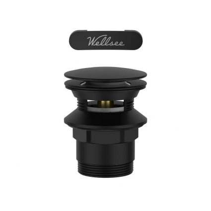 Слив-перелив Wellsee Useful Extras 231929000 55 мм, клик-клак, матовый черный, с сифоном