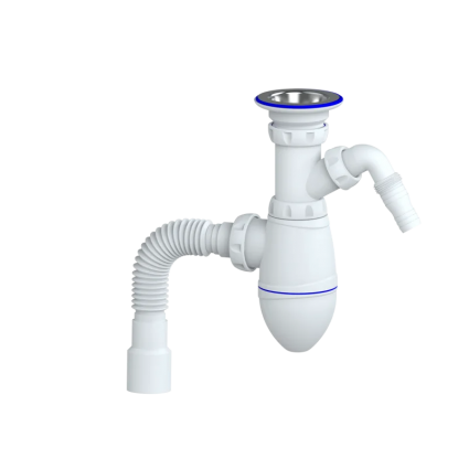Сифон 1 1/4*32 M320V с носиком, с гофрой 32*32*40  UNICORN