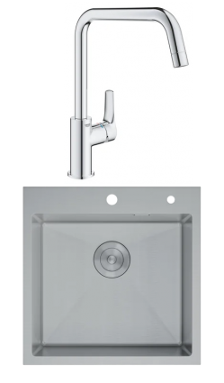 Комплект Мойка D&K DKS505004 сатин + Смеситель Grohe Eurosmart 30567000