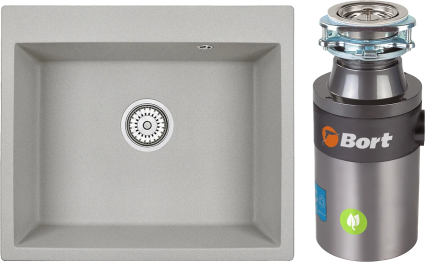 Комплект Мойка Granula 6001, базальт + Измельчитель Bort Titan 4000 Control