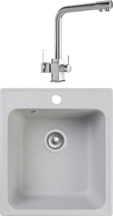 Комплект Мойка Reflection Quadra RF0243GR серая + Смеситель MEGA Life MG-TK06 хром