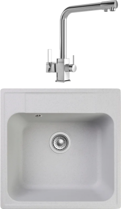 Комплект Мойка Reflection Etude RF0353GR серая + Смеситель MEGA Life MG-TK06 хром