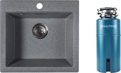 Комплект Мойка Reflexion Mini RX1150GR гравий + Измельчитель Paulmark Intenso I-PRO 1000