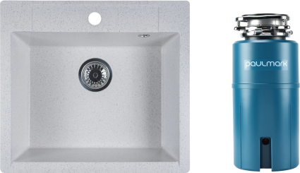 Комплект Мойка Reflexion Cubi RX1555TN олово + Измельчитель Paulmark Intenso I-500