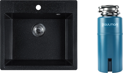 Комплект Мойка Reflexion Cubi RX1555CL уголь + Измельчитель Paulmark Intenso I-PRO 1000