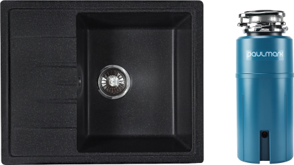 Комплект Мойка Reflexion Plato RX1457СL уголь + Измельчитель Paulmark Intenso I-800