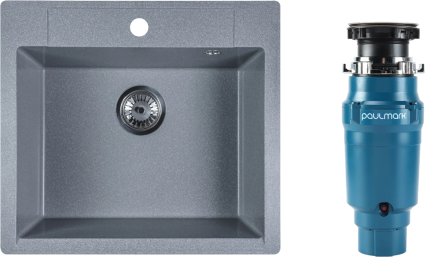 Комплект Мойка Reflexion Cubi RX1555GR гравий + Измельчитель Paulmark Intenso I-400