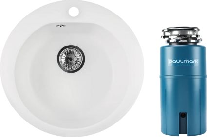 Комплект Мойка Reflexion Core RX1350WH белая + Измельчитель Paulmark Intenso I-500