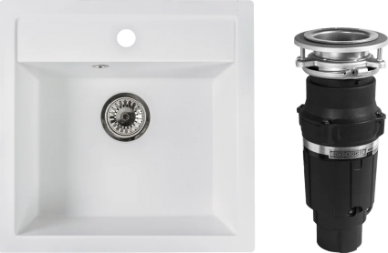 Комплект Мойка Reflexion Zia RX1251WH белый + Измельчитель Bone Crusher BC 610-AS