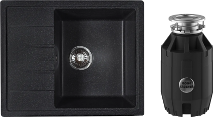 Комплект Мойка Reflexion Plato RX1457СL уголь + Измельчитель Bone Crusher BC 910-AS