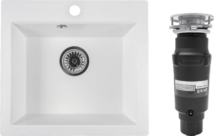 Комплект Мойка Reflexion Mini RX1150WH белая + Измельчитель Bone Crusher BC 910-SL-Slim Line