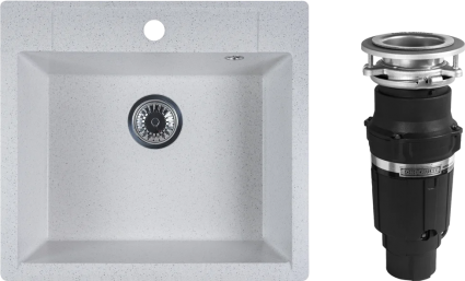 Комплект Мойка Reflexion Cubi RX1555TN олово + Измельчитель Bone Crusher BC 610-AS