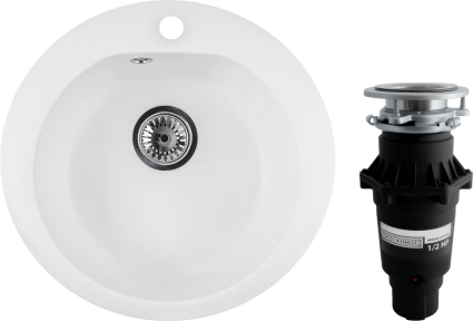 Комплект Мойка Reflexion Core RX1350WH белая + Измельчитель Bone Crusher BC 810-SL Slim Line