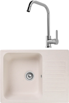 Комплект Мойка Reflection Prima RF0460WH белая + Смеситель MEGA City MG- ZRV104 хром