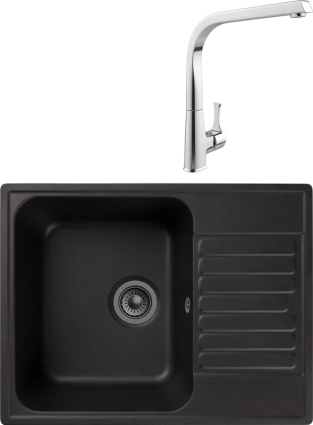 Комплект Мойка Reflection Prima RF0460BL черная + Смеситель MEGA Mega MG-SUN03