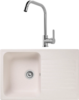 Комплект Мойка Reflection Bolero RF0574WH белая + Смеситель MEGA City MG- ZRV104 хром