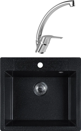 Комплект Мойка Reflexion Cubi RX1555CL уголь + Смеситель MEGA Mega MG-BMK016 хром